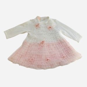 Baby Girl Pink and White Ruffled Dress | Baby Biscotti 9 months
